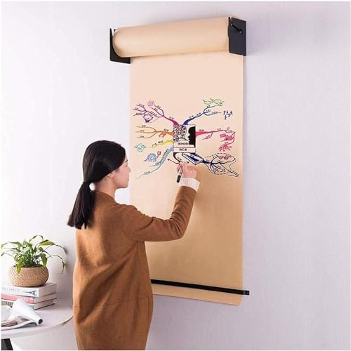 Distributeur et coupe-papier kraft pour rouleau de papier kraft, support de rouleau de papier pour planche à dessin Doodle, pour décoration murale/support mural artistiqu(Steel Frame Wide37cm/14.5in)