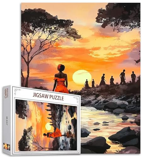 Black Girl 1000 Piece Jigsaw Puzzles for Adults African American Painting Jigsaw Puzzle Afrocentric Puzzles 1000 African Woman Jigsaw Puzzles Family Game Scandinavia DIY Craft Puzzle Art Wall Decor
