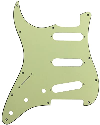 Für Fender US Stratocaster Start SSS 11 Loch Linkshänder Stil Gitarre Pickguard Teile (3-lagig, Vintage Green)