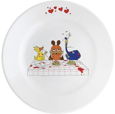 KAHLA DieMaus Frühstücksteller 20,5 cm Pastaliebe | weißer Teller im Sendung mit der Maus Design