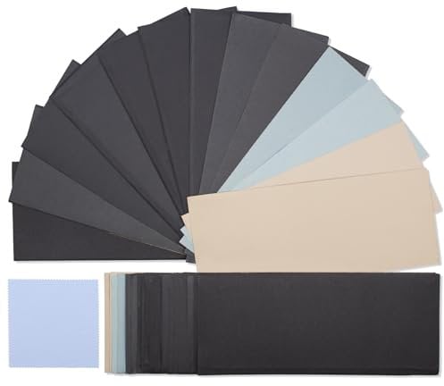 Sandpaper 400 to 3000 5000 7000 10000 20000 Grits, Wet and Dry Sandpaper for Cars Polishing Metals Walls Wood Furniture Sanding, 35 Sheets Sand Paper Assorted 9x3.6 Inch