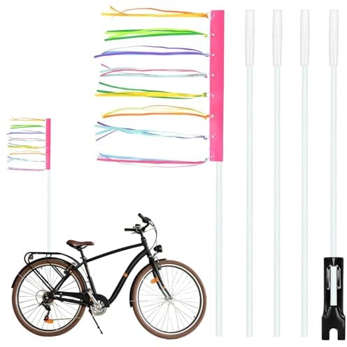 Fahrrad Fahne Kind Reflektierende Fahrradwimpel Kinder Bunt Sicherheitswimpel Kinderfahrrad Abnehmbar mit Befestigungswinkel für Outdoor Fahrrad Zubehör Fahrrad Anhänger Fahrradzubehör Kinder