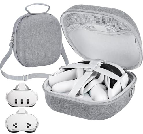 Siwket Custodia rigida da trasporto compatibile con cuffie da gioco Meta Quest 3S/Quest 3 ufficiali originali/Elite Strap VR, custodia portatile da viaggio Vision Pro per controller touch accessori