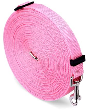 YZROHYI Correa Perro Adiestramiento 10 Metros,Correa Multiposicion Impermeable,Largas Correas De Entrenamiento para Perros,Correas De Arrastre,Cuerda Perros Larga,Long Dog Training Lead-Rosado