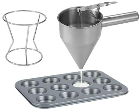 Lot d'entonnoirs doseurs en acier inoxydable - Capacité : 1,25 l - Ouverture de 8 mm - Avec support - Pour pâte et liquides