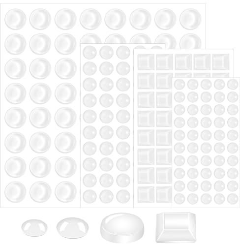 BOHUIZ 204Pcs Adhesive Bumper Pads Clear Rubber Feet, Clear Furniture Buffer Pads Cupboard Door Stoppers for Drawers, Glass Tops, Cupboard, Picture Frames, Cutting Boards(4 Sizes)