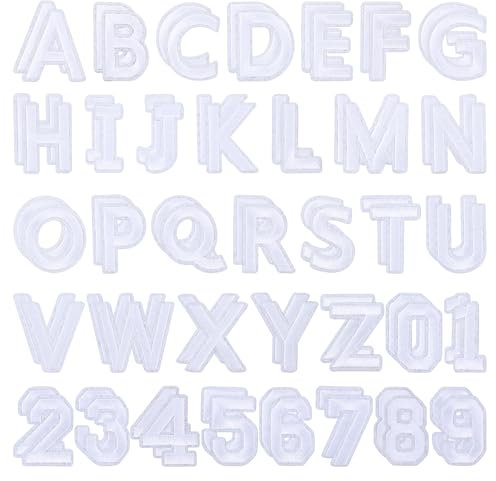 72 Pcs Iron on Letter Numbers Patches for Fabric Alphabet Embroidered Patch A-Z Number Patch 0-9 Iron on Letters and Numbers for Clothes Dress Hat Jeans DIY Accessories Jackets Bags