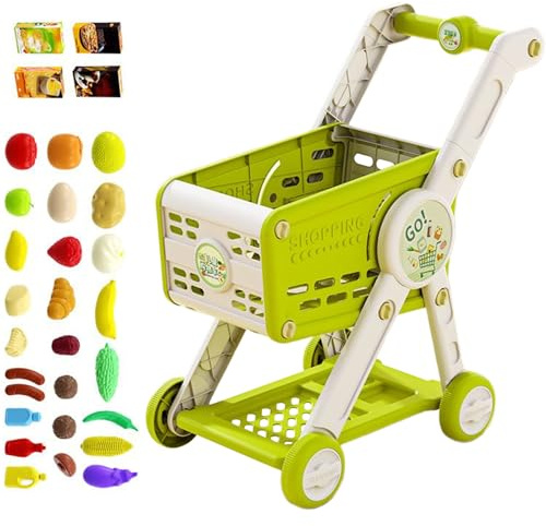 Trolley-Spielset für – Spielzeug-Lebensmittelgeschäft mit 30 Zubehörteilen | Vorgeben von Bildung für Kleinkinder, Rollenspiel, das Babys Mädchen im Alter von 1 bis 3 Jahren lernt