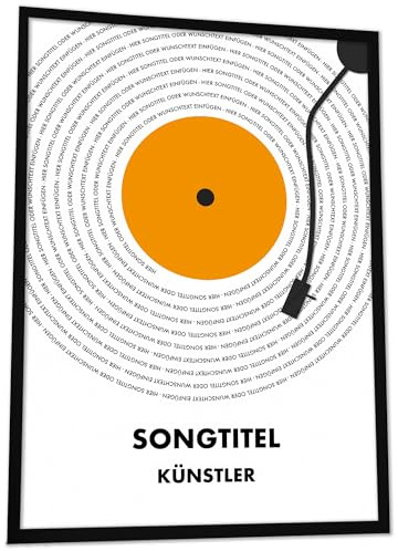 JUHMI Musikposter Personalisiert | Musik Geschenk Individuell mit Wunschtext und Hintergrund | Retro Vinyl | Personalisierte Geschenke Partner Freund Freundin | Ideal als Geschenk zum Hochzeitstag