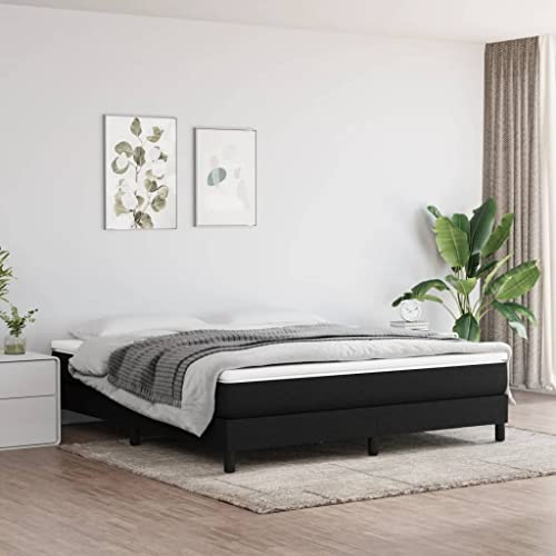 Frdhee Doppelbett Seniorenbett Bettrahmen,Boxspringbettgestell Schwarz 160x200 cm Stoff,Bett Für Gästezimmer Schlafzimmer,Leichte Montage, Umfangreicher Stauraum