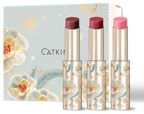 CATKIN Lippenbalsam Gift Set, lippenpflege mit farbe, Saftiger und Glänzender lippenpflege Lippenstift, Glänzendes Finish für Trockene, Rissige und Spröde Lippen, 3.4g 3pcs Gift Box (04+05+06)