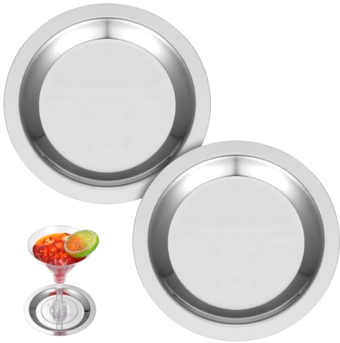 CVUTOVO Weinflaschenuntersetzer Rund 2Er Set Für Zuhause Hotel Bar | Silberes Design, Rutschfestes Pad, Für Wohnzimmer, Cafés Und Hotels, Oberflächenschutz