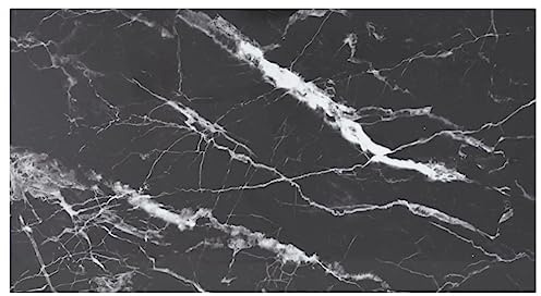 ULUYYUC Plateau de table noir 120 x 65 cm 8 mm en verre trempé aspect marbre design moderne pour salle à manger, table basse, table d'appoint, robuste et facile à nettoyer pour salon, chambre, bureau