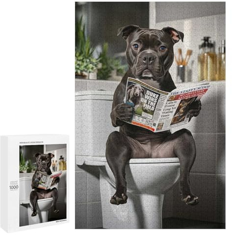 1000 PCS Puzzles Für Erwachsene Staffy Dog Reading Newspaper on Toilet Puzzles Für Erwachsene Spielzeug Wanddekoration Erinnerungsgeschenke Für Freunde Und Familie 1000 PCS