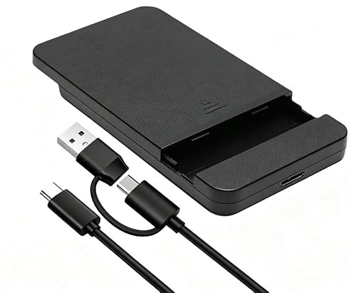 Carcasa Disco Duro Externo 2,5 USB C 3.1 a SATA III con UASP 5Gbps | Carcasa SSD 2.5 para HDD y SSD 7 mm 9,5 mm, Caja Disco Duro Externo Compatible con Ordenadores, Instalación sin Herramientas