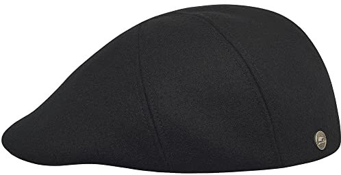 Sterkowski Modell Ivy Five | Wolle Schirmmütze für Herren und Frauen | Gatsby Newsboy Cap Schiebermütze Golf Winter Irische Barrett Vintage Retro Kappe Kasket Winter Warm Schwarz 58