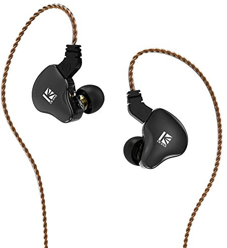 Yinyoo KBEAR KS2 Headphones, KS2 Wired Earphones Bass Sound in Ear Monitors, Noise Cancelling HiFi Over-Ear Earbud Headsets, 1BA 1DD Earphone Cavity Stylish Design & Comfortable Wear (No mic, Black)