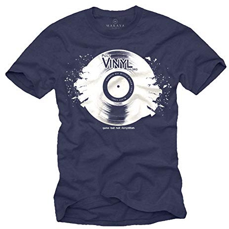 Cooles Dj T-Shirt mit Vinyl Schallplatte Blau Größe XXXL