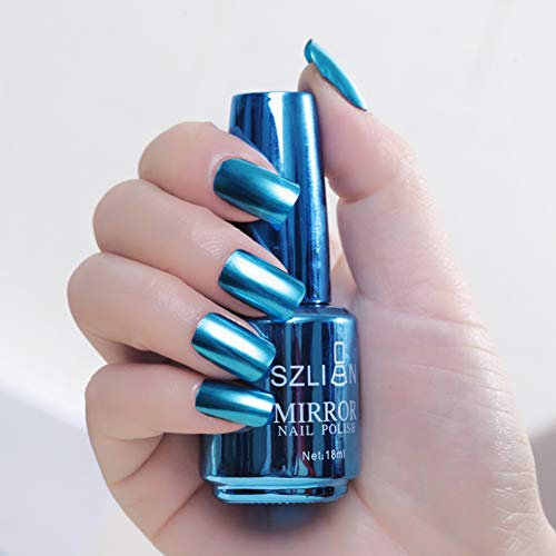 Allbestaye 18ml Polish Mirror Nail Polish, Varnishes Metallic Mirror Glitter Nail 16 Colors