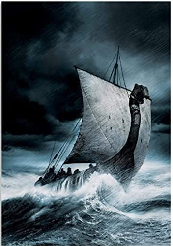 RUIYANMQ Puzzle 1000 Stück Wikingerschiff Im Sturm Poster Holz Adult Toys Dekompressionsspiel Zy809Tm