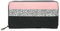 Portefeuille Femme Paillette Rayures Zippé - Porte-Cartes Monnaies Tout-en-Un Format Long - Wallet Compagnon Bandes Grande Capacité Similicuir Souple - Chic Elégant - Rose Noir