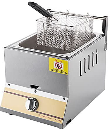 GETZ 10L/20L Fritteuse Gas-Chip-Friteuse Kommerzielle Bratpfanne, Dicke Edelstahl Fritteuse mit Korb Und Deckel, für Kommerzielle Restaurantfamilie, Leicht zu Reinigen