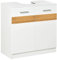 kleankin Mueble para Debajo del Lavabo Armario Baño de Suelo de Madera con 2 Puertas y Estante Interior Estilo Moderno 60x30x60,5 cm Blanco