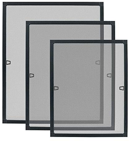 UISEBRT Mosquitera para ventana con marco de aluminio, marco antimosquitos, marco tensor sin agujeros, 80 × 100 cm, antracita