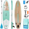 FBSPORT Aufblasbares SUP Board, Stand Up Paddling Board, Aufblasbare Stand Up Paddle Board für Stand-Up Paddling 15CM Dick, Surfbrett Kit mit Verstellbares Aluminium SUP Paddel+Pumpe(Lightwood)