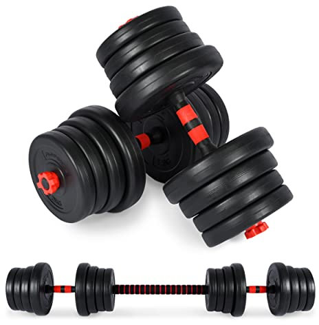 MSPORTS Hantelset Premium 2in1 - Kurzhanteln + Langhanteln verstellbar 20, 30 oder 40 kg - Hanteln Set Dumbbell mit Verbindungsstahlrohr und Gewichten (40 kg)