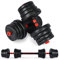 MSPORTS Hantelset Premium 2in1 - Kurzhanteln + Langhanteln verstellbar 20, 30 oder 40 kg - Hanteln Set Dumbbell mit Verbindungsstahlrohr und Gewichten (40 kg)