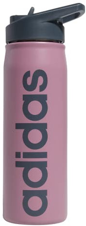 adidas 600 Ml (20 Oz) Straw Top Metal Water Bottle, Hot/Cold Double-Walled Insulated 18/8 Stainless Steel, Wonder Orchid Purple/Onix Grey, One Size