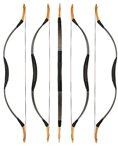 wolfman Traditionelles Bogen Recurvebogen Langbogen Sportbogen Bogenschießen Jagdbogen handgefertigter Holzbogen asiatischer mongolischer Bogen für Erwachsene Teenager Linke rechte Hand(Y, 25Lbs)