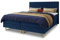 Boxspringbett Gold mit 2 Bettkästen und Topper - Doppelbett, Bonell-Matratze, Polsterbett, Bett mit Matratzentopper, Schlafzimmer, Velours Stoff (Blau (Manila 26), 180 x 200 cm)