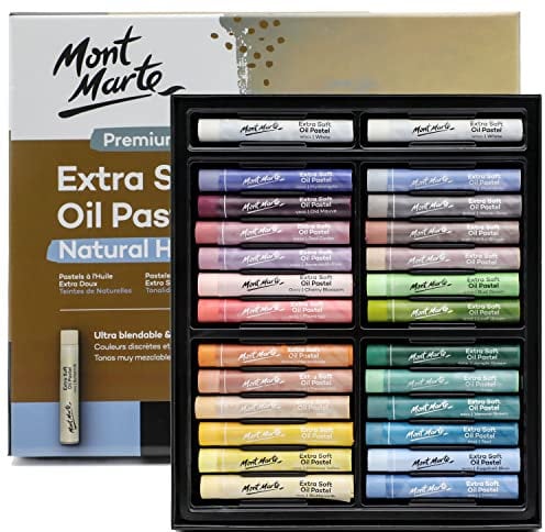 MONT MARTE Extra Soft Oil Pastels Natural Hues Premium 26pc, Assorted Natural Colors, Vibrant and Buttery, Versatile Art Pastels for Blending, layering & Shading, Ideal for Coloring and Sketching