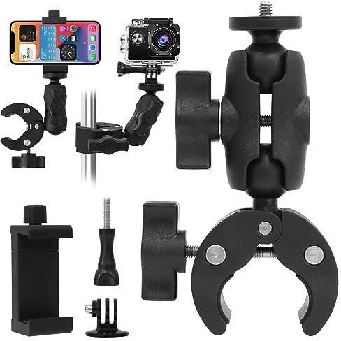 SOARFLY Action Kamera Halterung Motorrad Fahrradhalterung, Smartphone Clip Lenkerhalterung Zubehör 360° Drehung Lenker Handy Halterung für DJI Osmo GoPro Hero 10/9/8/7/6 Insta360 One X2