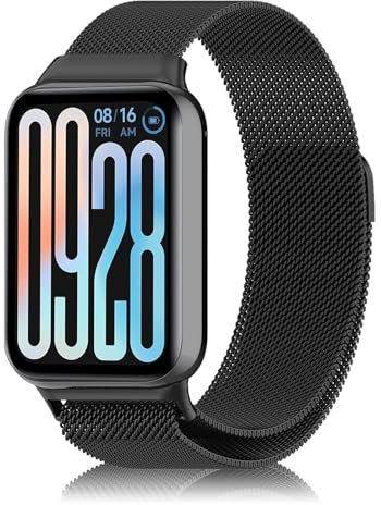 SeNool Armband für Xiaomi Smart Band 9 Pro/Xiaomi Smart Band 8 Pro, [Edelstahl Metall Ersatzarmband] Magnetversch Mesh Gewebte Uhrenarmbänder für Xiaomi Redmi Watch 5 / Xiaomi Redmi Watch 4-Schwarz