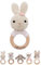 wunderwunsch® - Personalisierter Beißring Baby - Niedlicher Greifling für Baby's ab 0 Monate - Babyrassel mit Name als Baby Geschenk für Mädchen und Jungen (Hase gestreift rosa,ohne Gravur)