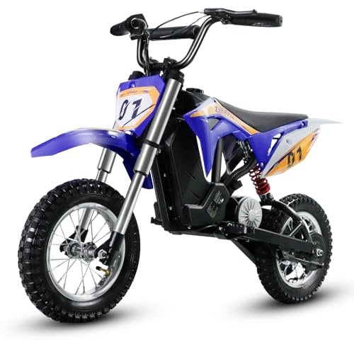 CCLIFE Elektro Motorrad Kinder Lithiumbatterie 36V 300W, 8/12/25 km/h, Elektrisch Pocket Bike Dirt Bike, Geschwindigkeit einstellbar, Max.65kg, Blau