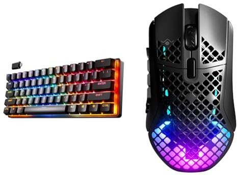 SteelSeries Apex Pro Mini Wireless HyperMagnetic Gaming-Tastatur & Aerox 9 Wireless Gaming-Maus