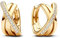 PANDORA Signatures Überkreuzte Pavé Creolen aus Sterling Silber mit vergoldeter Metalllegierung und Zirkonia, 263150C01
