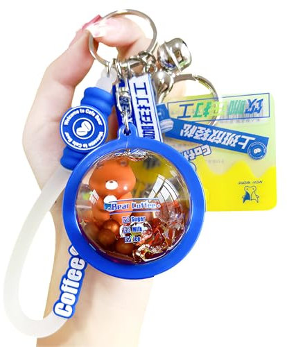 HONYJOOM Niedlicher Schlüsselanhänger Kawaii Boba Flüssiger Bär Schlüsselanhänger Katze Schlüsselanhänger Rucksack Charm Damen Herren Mädchen Junge Kind Teenager Tochter, J-Ball (Bär), 1.4x2.6 inch