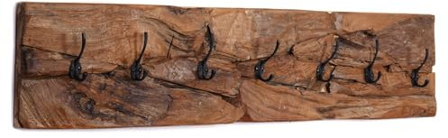 CREEDWOOD Natur WANDGARDEROBE Mina | 7 Haken, Treibholz, 90cm | Flurgarderobe, Drift Kleiderhaken, Holzgarderobe, Wandhaken, Hängeleiste