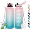 HoneyHolly Trinkflasche Sport, 1500ml Auslaufsicher Kunststoff, Wasserflasche, Trinkflasche Kohlensäure Geeignet, Sportflasche für Fahrrad, Kinder, Schule, Fitness, Yoga, Pink Cyan