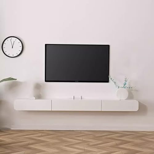 Mueble TV Flotante Mueble TV Suspendido De Madera Maciza Mueble TV Flotante De Madera Montado En La Pared Mueble TV Suspendido Sencillo(Blanco,180 * 24 * 18cm)