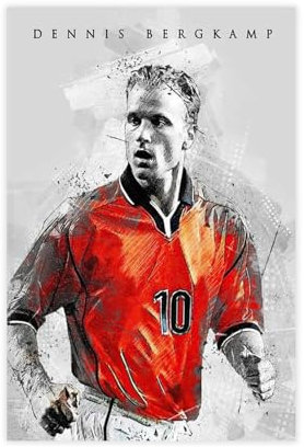 Dennis Bergkamp Kunst-Deco-Poster, Motiv: Fußballspieler, Schlafsaal, Schlafzimmer, Dekoration, Landschaft, Büro, Raumdekoration, Geschenk, 30 x 45 cm