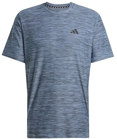 adidas Men's Train Essentials Stretch Training Tee, Glow Blue Mel/Black, XL Tall