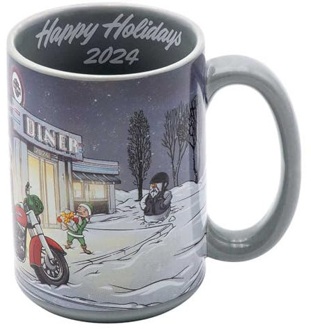 Harley-Davidson Tazza in ceramica 2024 con Babbo Natale motociclista, tazza speciale per le vacanze, 425 g.