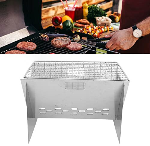 Klappbarer Holzkohlegrill, Faltbarer Mini-BBQ-Grill, Abnehmbarer Tragbarer Mini-Grill aus Edelstahl für Camping Im Freien