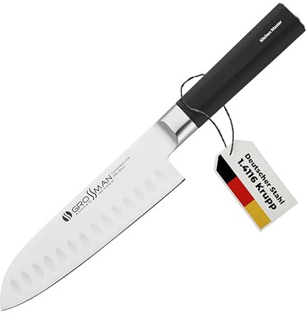 GROSSMAN® 110SH - Sashimi | Santoku Messer 29,6 cm | Ultrascharfer Küchenmesser | Deutschem Edelstahl Klinge 16,0 cm | mit Ergonomischen Griff 13,6 cm (185 Gramm)